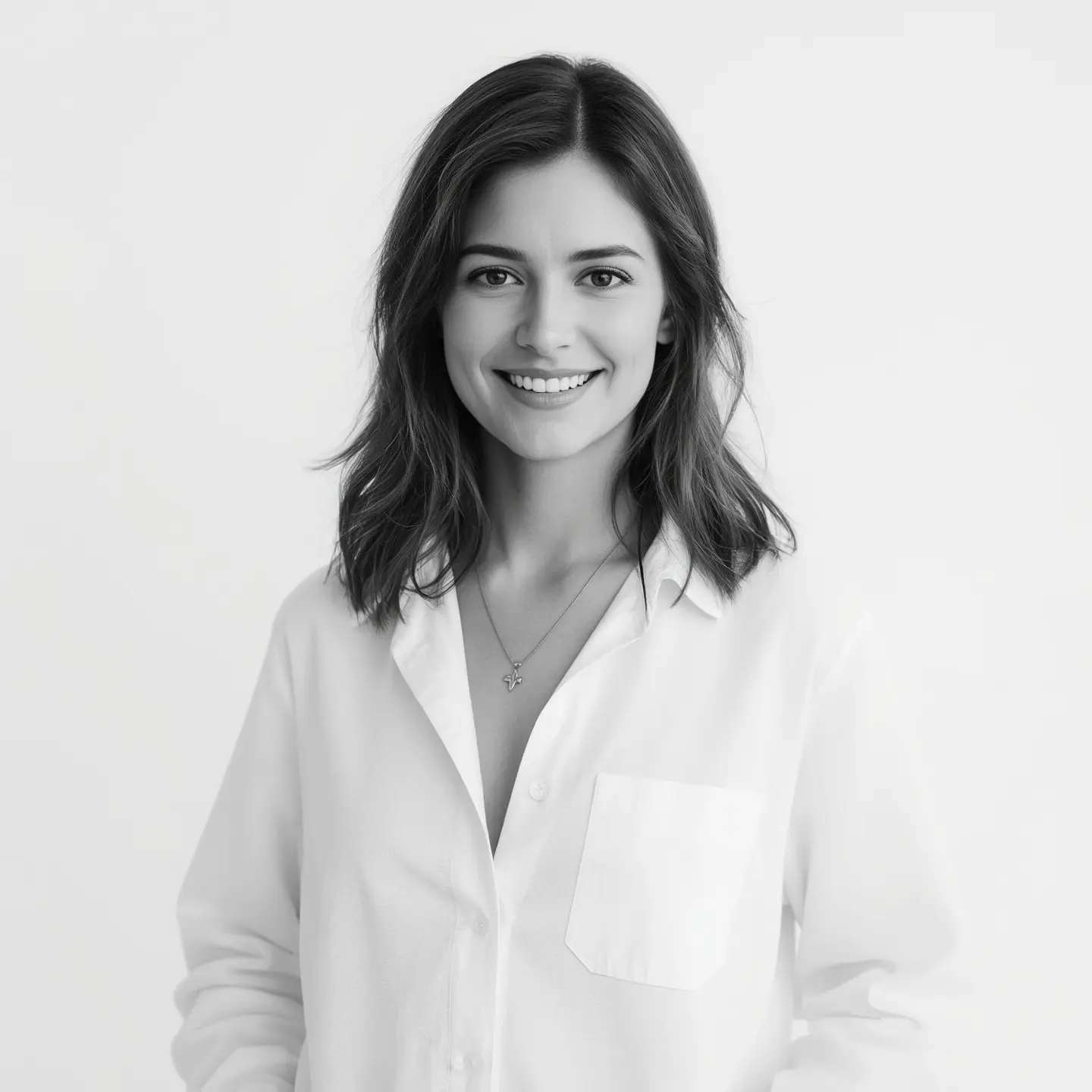 Lucid_Realism_A_blackandwhite_portrait_of_a_confident_smiling__0